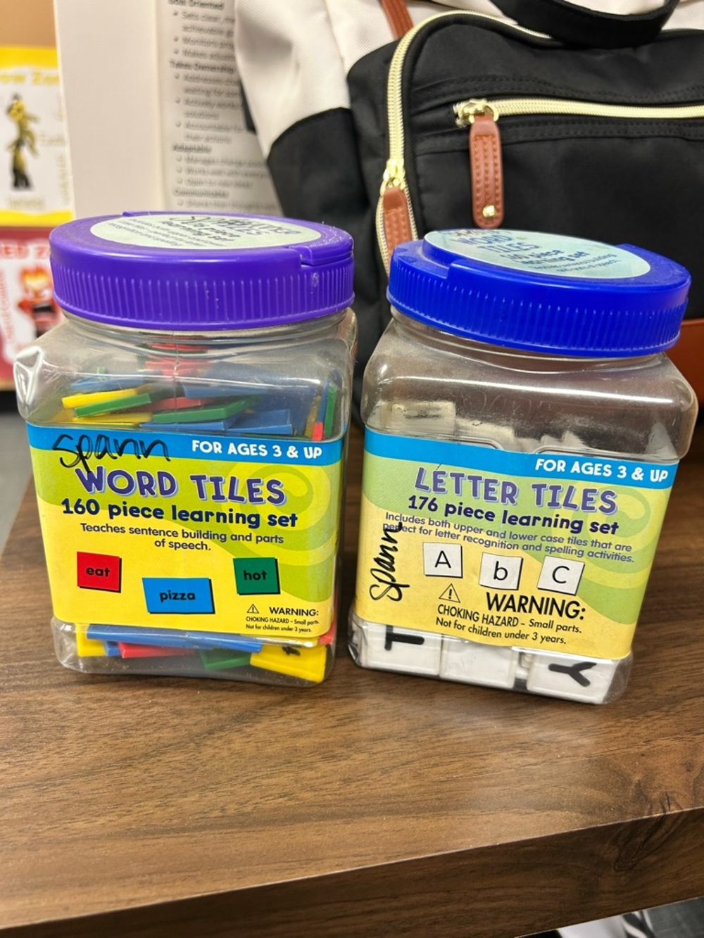 Letter & Word Tiles Learning Set for Kids - Blue, Purple